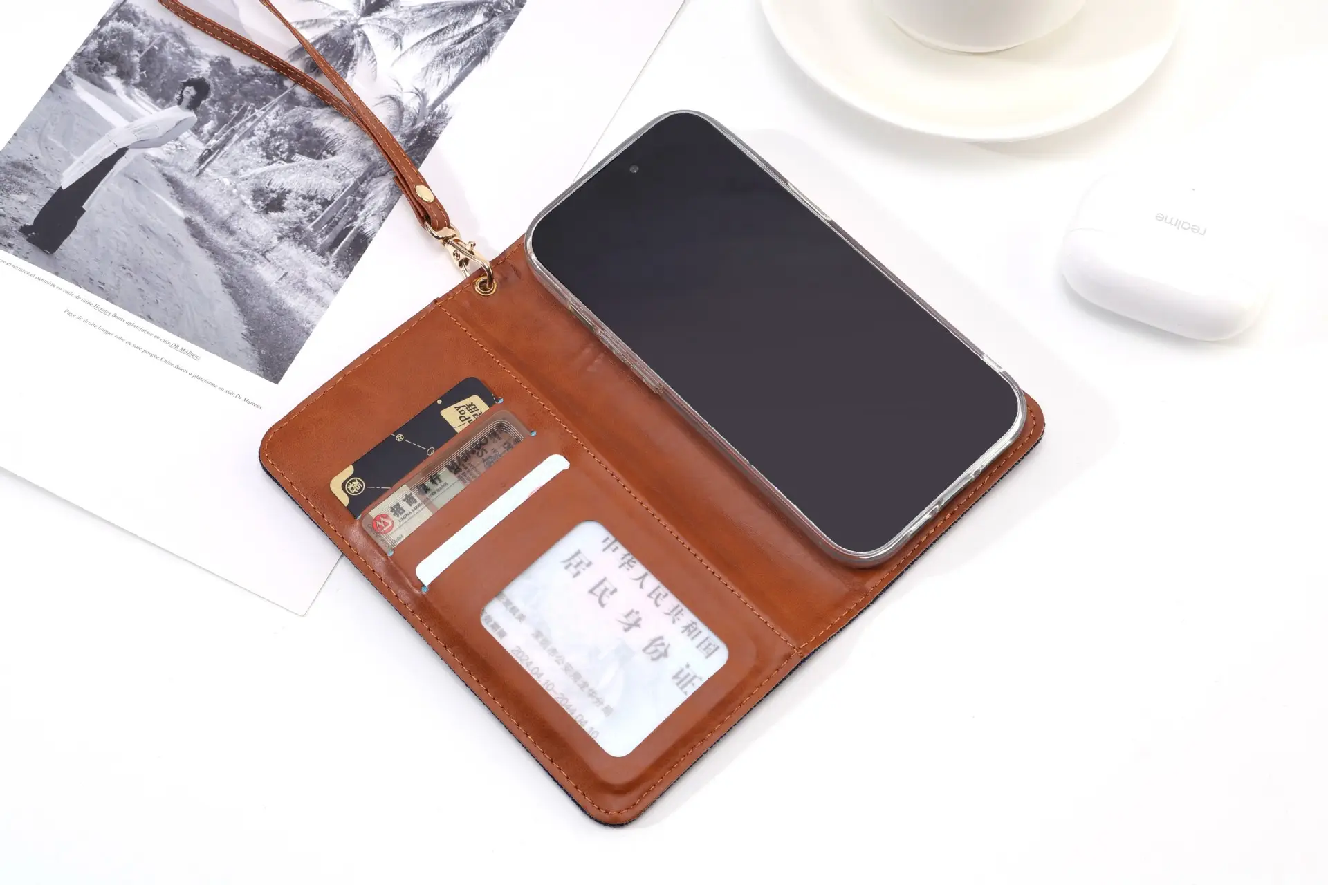 Blue Denim Phone Case with Card Slot & Wallet Style Design — feature 32