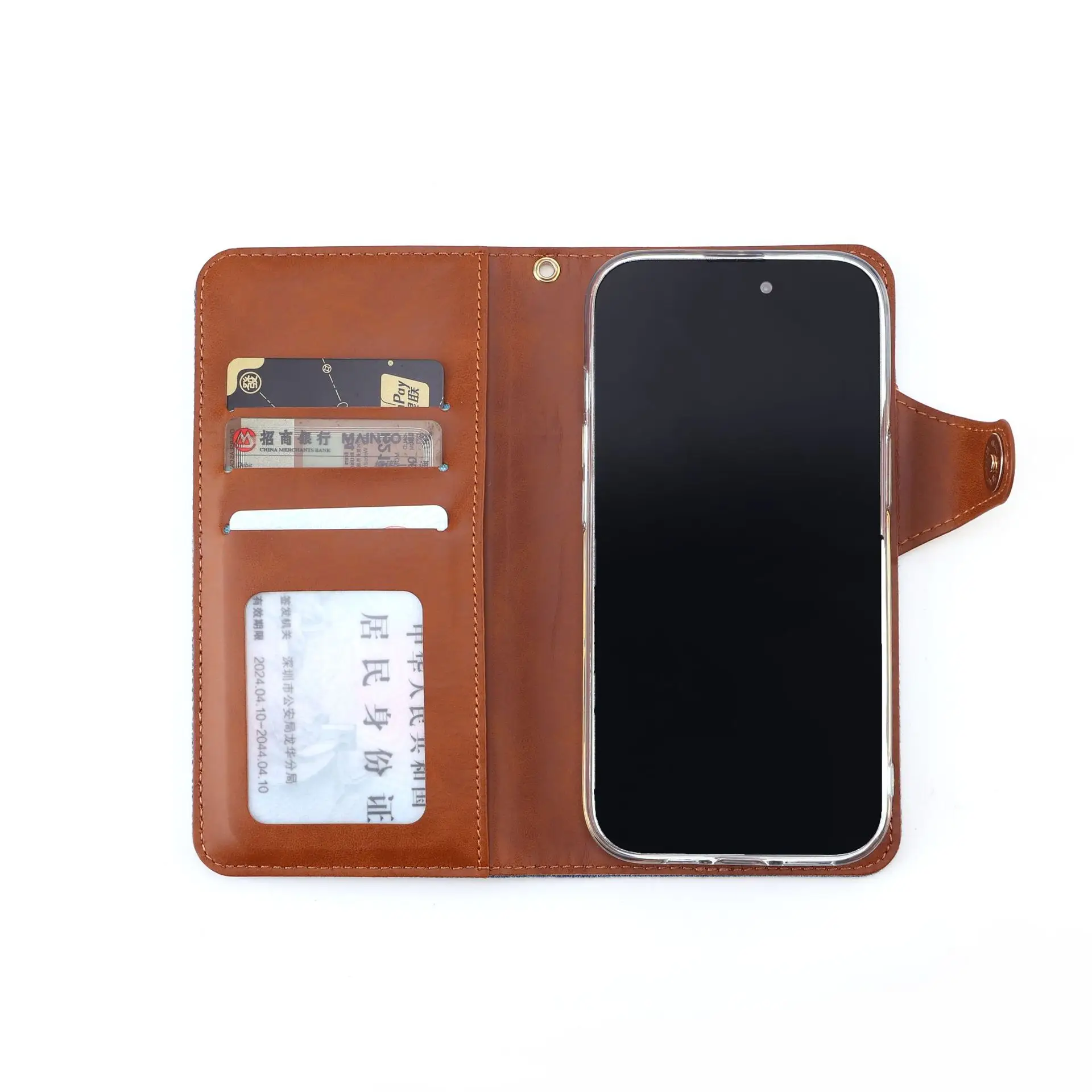Blue Denim Phone Case with Card Slot & Wallet Style Design — feature 33