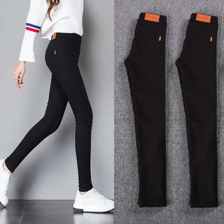 Black Slim Fit Pencil Pants for Women Plus Size - Image 2