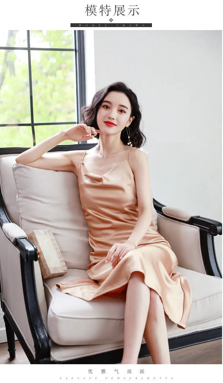 Women Satin Swing Collar Skirt Dress Summer 2024 — feature 4