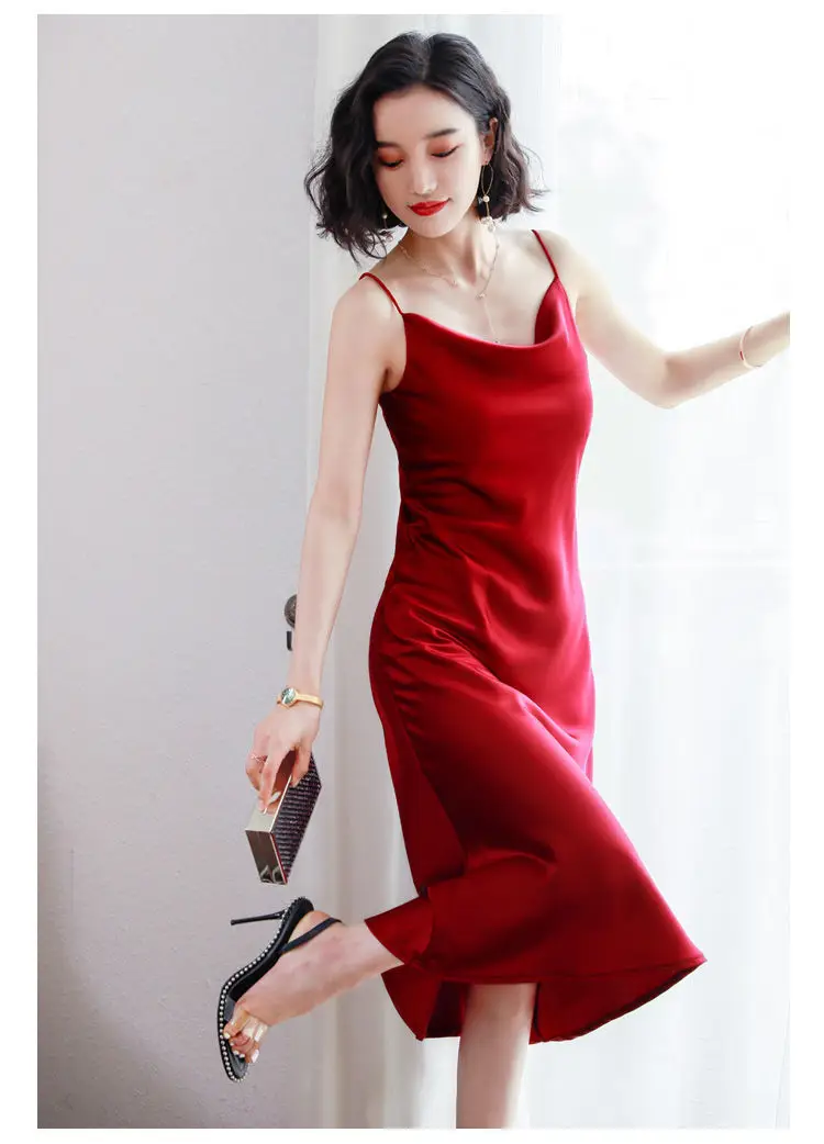 Women Satin Swing Collar Skirt Dress Summer 2024 — feature 8