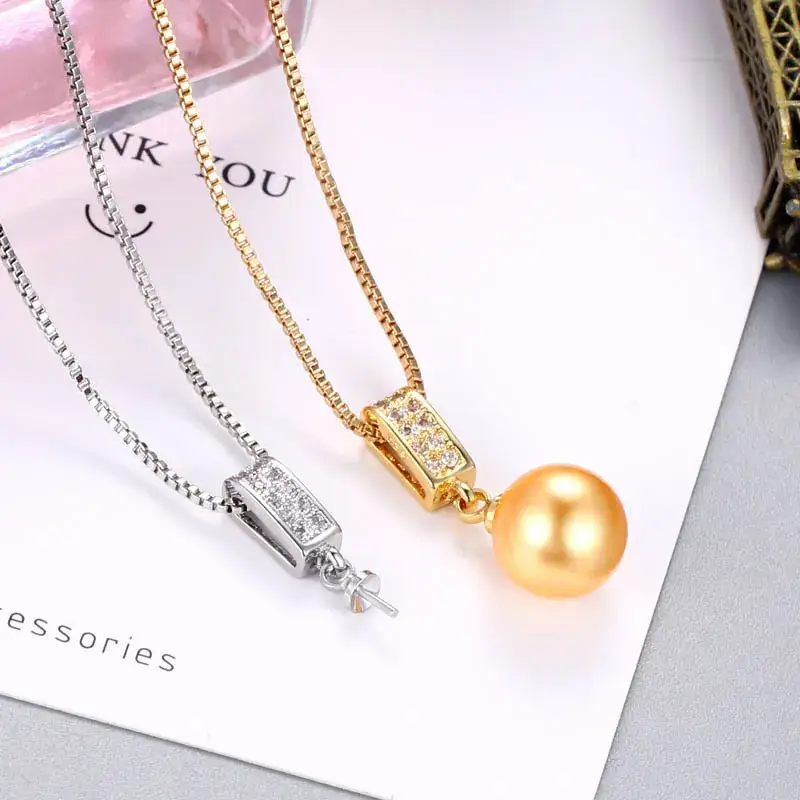 Silver Zircon Pearl Pendant for Women - Image 2