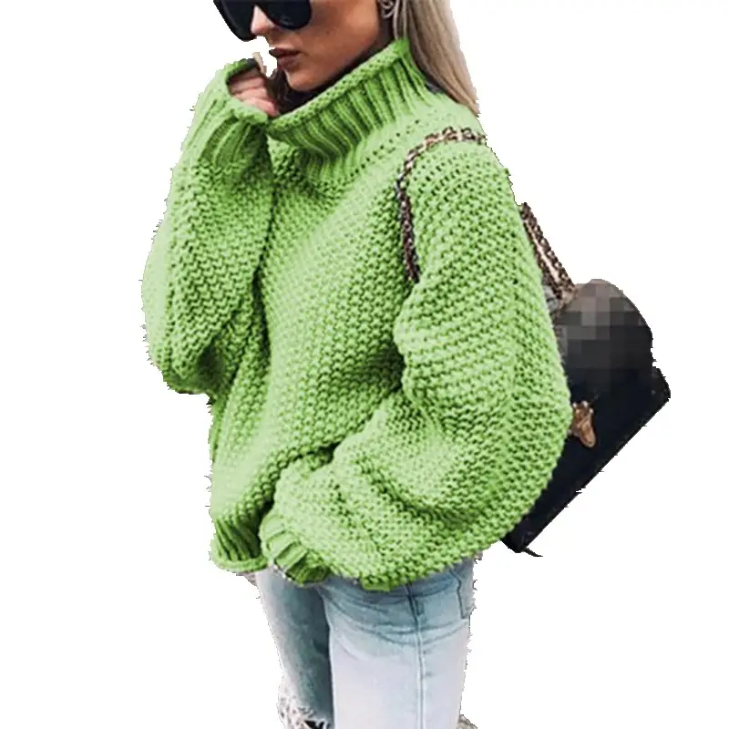 White Curled Turtleneck Knitwear Women Autumn Winter - Image 16