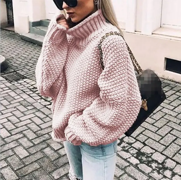 White Curled Turtleneck Knitwear Women Autumn Winter - Image 3