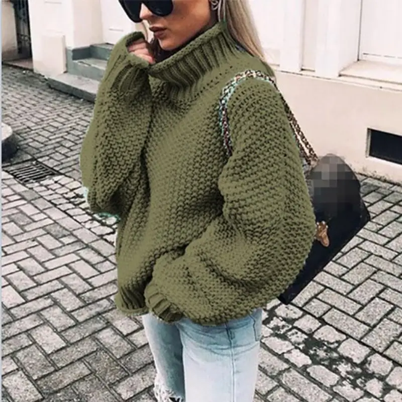White Curled Turtleneck Knitwear Women Autumn Winter - Image 6