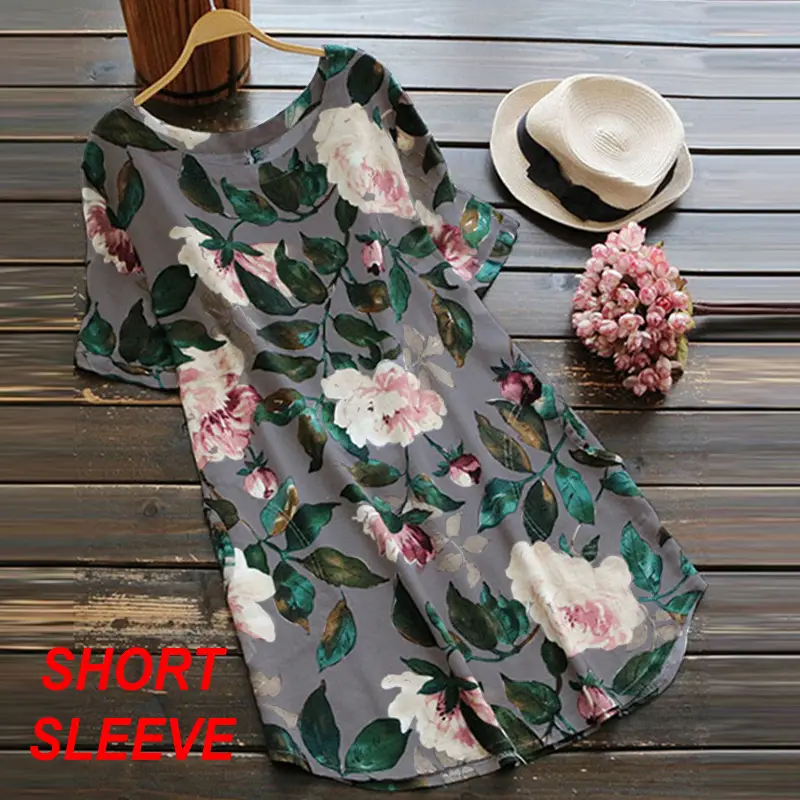 2025 New Aliexpress Round Neck Sweet Loose Short Sleeve Dress