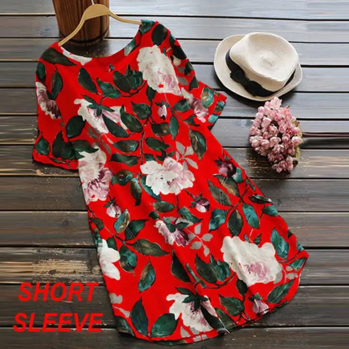 2025 New Aliexpress Round Neck Sweet Loose Short Sleeve Dress — feature 2