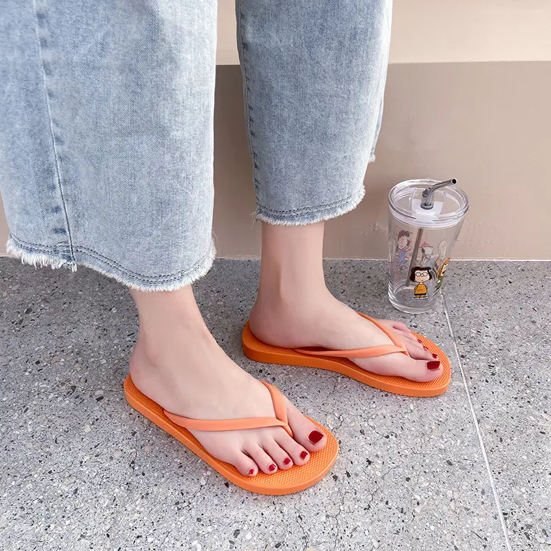 Orange Women's Flip Flops Summer Non-Slip
