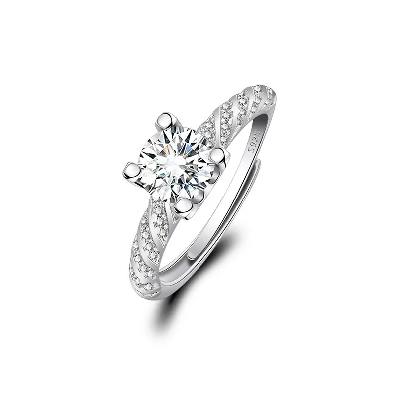 Cross-Border Hot Light Luxury Diamond Ring Women's Fashion Classic Six-Claw Ring One Carat Wedding Ring Couple Adjustable Ring Clothing accessories - Image 10