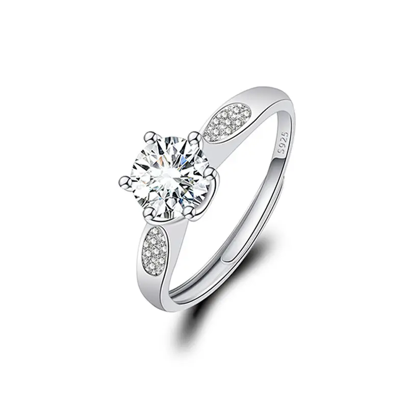 Cross-Border Hot Light Luxury Diamond Ring Women's Fashion Classic Six-Claw Ring One Carat Wedding Ring Couple Adjustable Ring Clothing accessories - Image 14