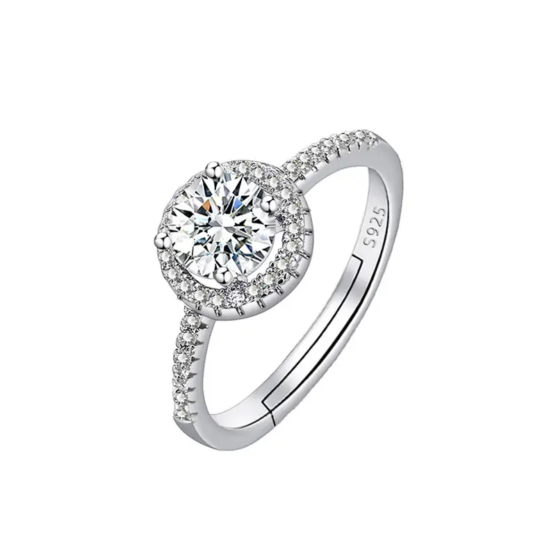 Cross-Border Hot Light Luxury Diamond Ring Women's Fashion Classic Six-Claw Ring One Carat Wedding Ring Couple Adjustable Ring Clothing accessories - Image 15