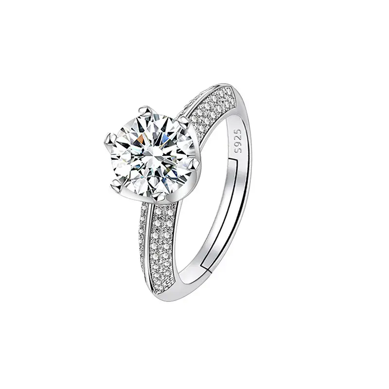 Cross-Border Hot Light Luxury Diamond Ring Women's Fashion Classic Six-Claw Ring One Carat Wedding Ring Couple Adjustable Ring Clothing accessories - Image 16