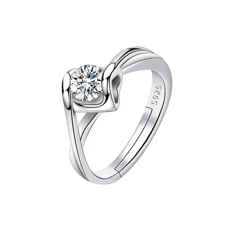Cross-Border Hot Light Luxury Diamond Ring Women's Fashion Classic Six-Claw Ring One Carat Wedding Ring Couple Adjustable Ring Clothing accessories - Image 18