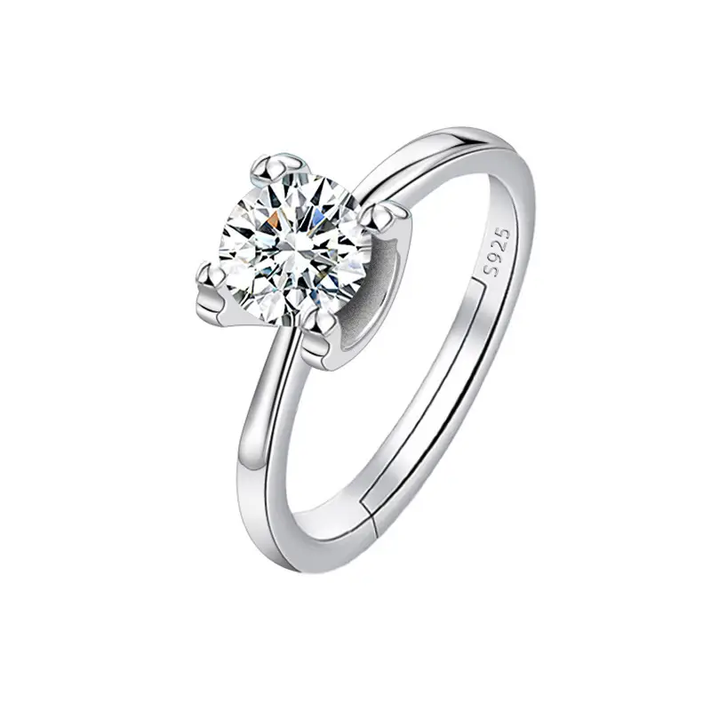 Cross-Border Hot Light Luxury Diamond Ring Women's Fashion Classic Six-Claw Ring One Carat Wedding Ring Couple Adjustable Ring Clothing accessories - Image 19