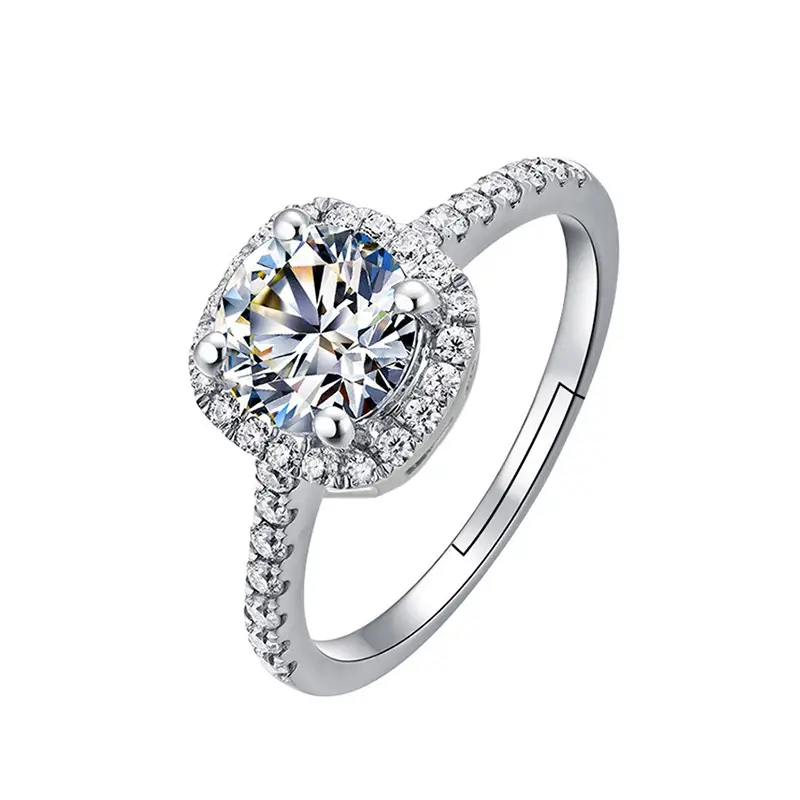 Cross-Border Hot Light Luxury Diamond Ring Women's Fashion Classic Six-Claw Ring One Carat Wedding Ring Couple Adjustable Ring Clothing accessories - Image 2