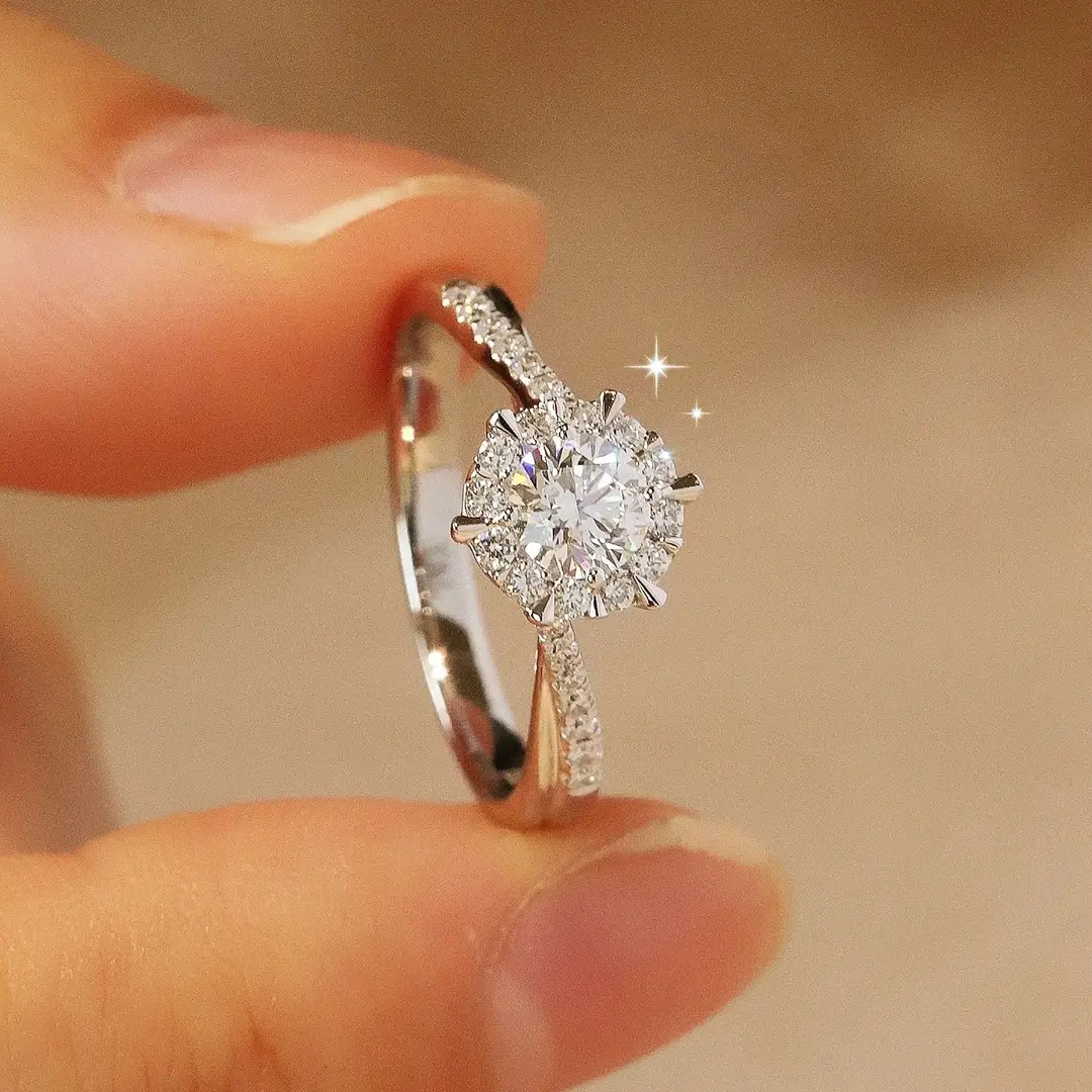 Cross-Border Hot Light Luxury Diamond Ring Women's Fashion Classic Six-Claw Ring One Carat Wedding Ring Couple Adjustable Ring Clothing accessories - Image 21
