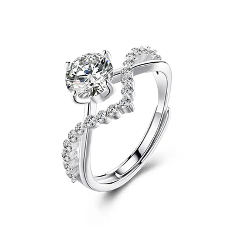 Cross-Border Hot Light Luxury Diamond Ring Women's Fashion Classic Six-Claw Ring One Carat Wedding Ring Couple Adjustable Ring Clothing accessories - Image 23
