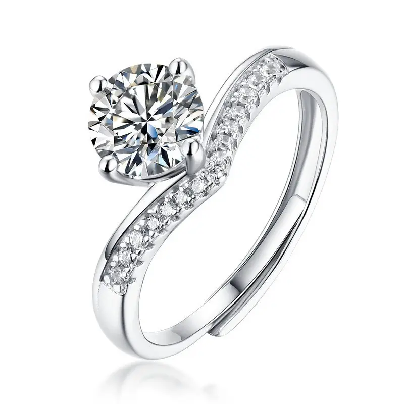 Cross-Border Hot Light Luxury Diamond Ring Women's Fashion Classic Six-Claw Ring One Carat Wedding Ring Couple Adjustable Ring Clothing accessories - Image 25