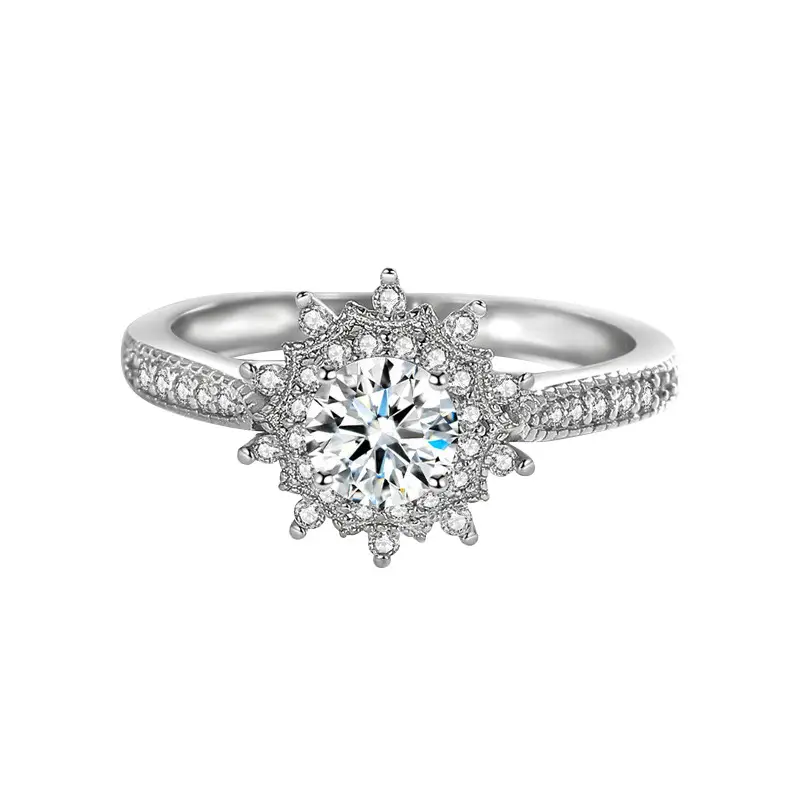 Cross-Border Hot Light Luxury Diamond Ring Women's Fashion Classic Six-Claw Ring One Carat Wedding Ring Couple Adjustable Ring Clothing accessories - Image 29