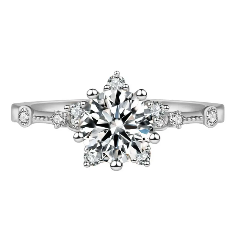 Cross-Border Hot Light Luxury Diamond Ring Women's Fashion Classic Six-Claw Ring One Carat Wedding Ring Couple Adjustable Ring Clothing accessories - Image 33