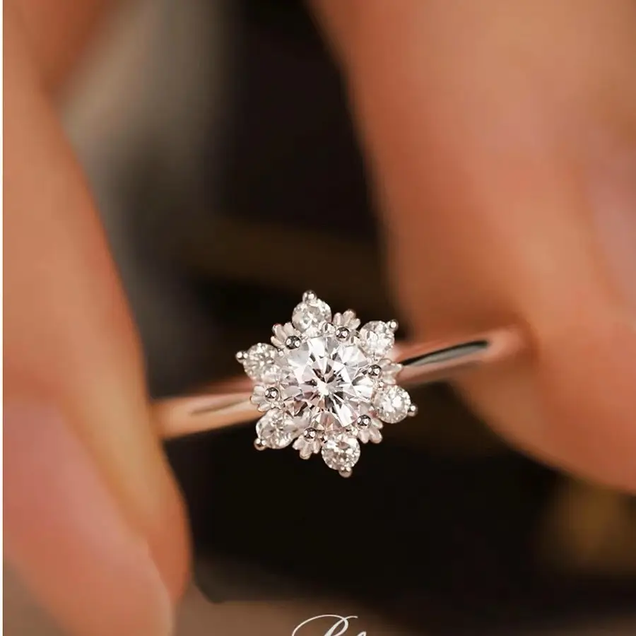 Cross-Border Hot Light Luxury Diamond Ring Women's Fashion Classic Six-Claw Ring One Carat Wedding Ring Couple Adjustable Ring Clothing accessories - Image 34