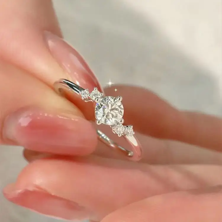 Cross-Border Hot Light Luxury Diamond Ring Women's Fashion Classic Six-Claw Ring One Carat Wedding Ring Couple Adjustable Ring Clothing accessories - Image 35