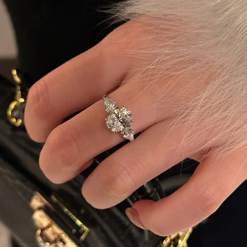 Cross-Border Hot Light Luxury Diamond Ring Women's Fashion Classic Six-Claw Ring One Carat Wedding Ring Couple Adjustable Ring Clothing accessories - Image 37