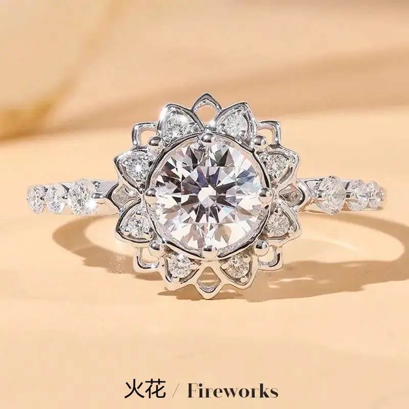 Cross-Border Hot Light Luxury Diamond Ring Women's Fashion Classic Six-Claw Ring One Carat Wedding Ring Couple Adjustable Ring Clothing accessories - Image 39