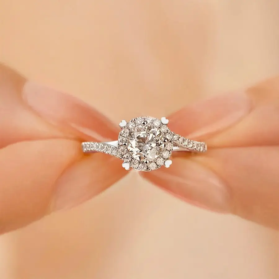 Cross-Border Hot Light Luxury Diamond Ring Women's Fashion Classic Six-Claw Ring One Carat Wedding Ring Couple Adjustable Ring Clothing accessories - Image 41