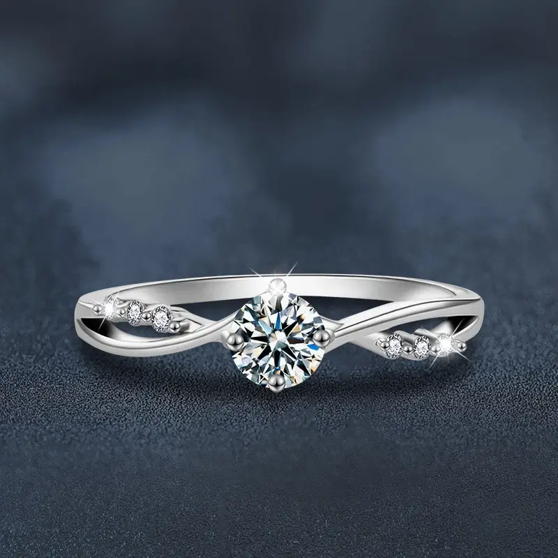 Cross-Border Hot Light Luxury Diamond Ring Women's Fashion Classic Six-Claw Ring One Carat Wedding Ring Couple Adjustable Ring Clothing accessories - Image 47