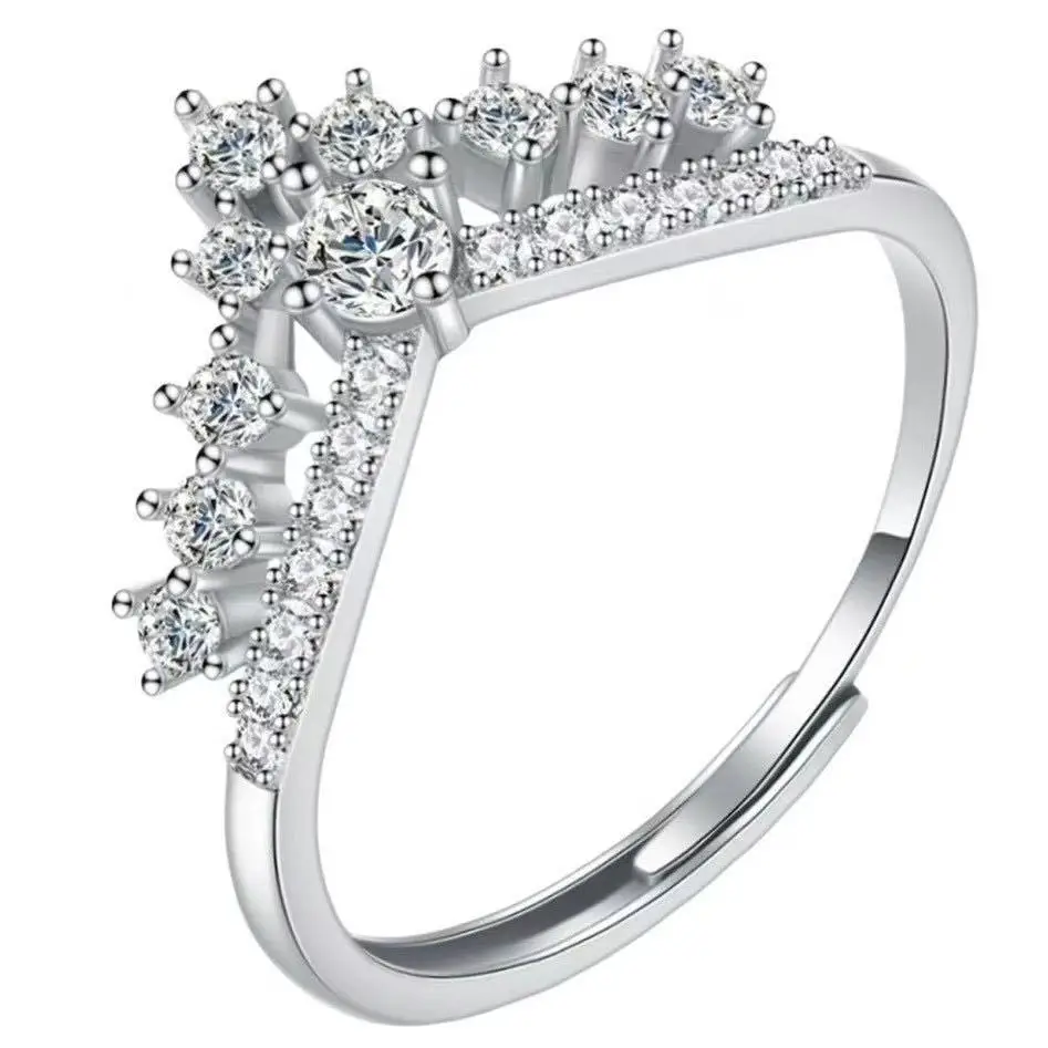 Cross-Border Hot Light Luxury Diamond Ring Women's Fashion Classic Six-Claw Ring One Carat Wedding Ring Couple Adjustable Ring Clothing accessories - Image 48