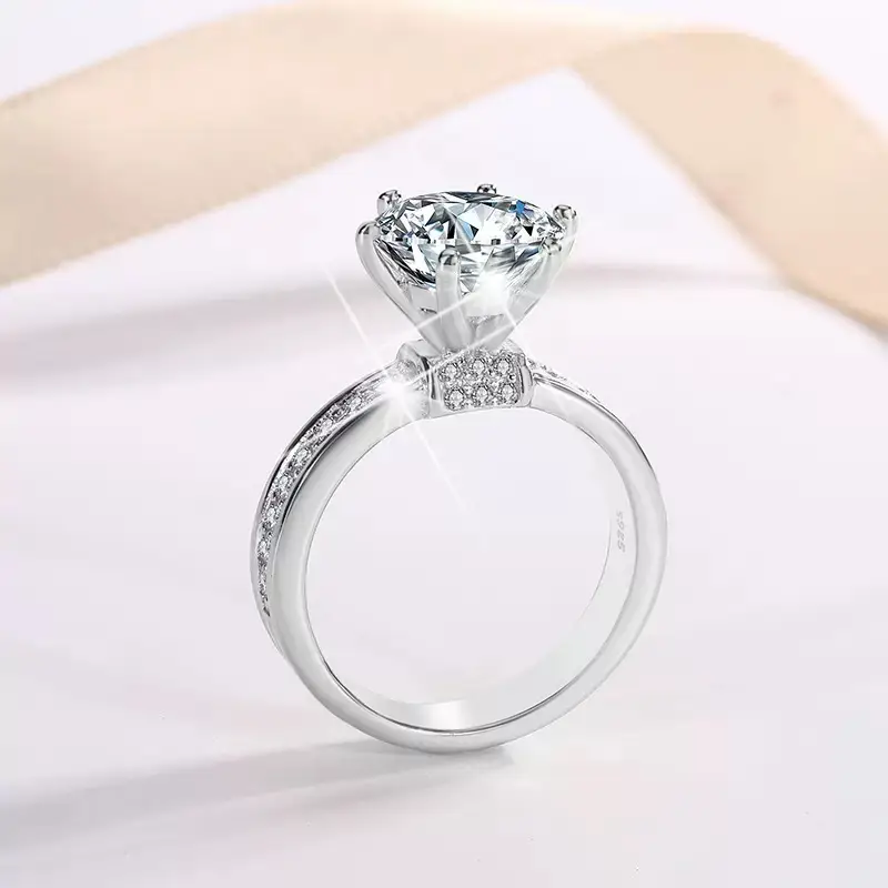 Cross-Border Hot Light Luxury Diamond Ring Women's Fashion Classic Six-Claw Ring One Carat Wedding Ring Couple Adjustable Ring Clothing accessories - Image 49