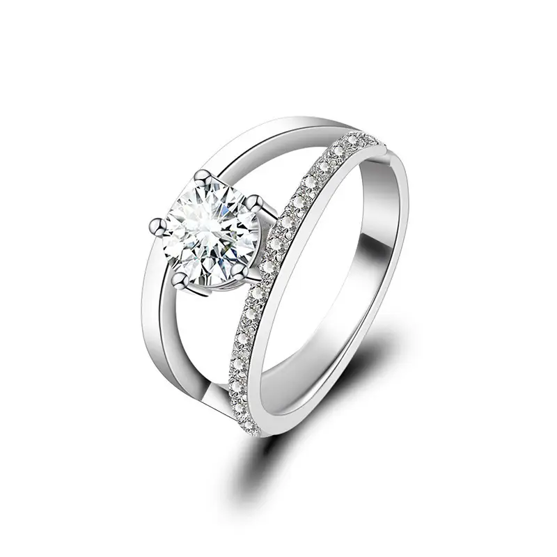 Cross-Border Hot Light Luxury Diamond Ring Women's Fashion Classic Six-Claw Ring One Carat Wedding Ring Couple Adjustable Ring Clothing accessories - Image 5
