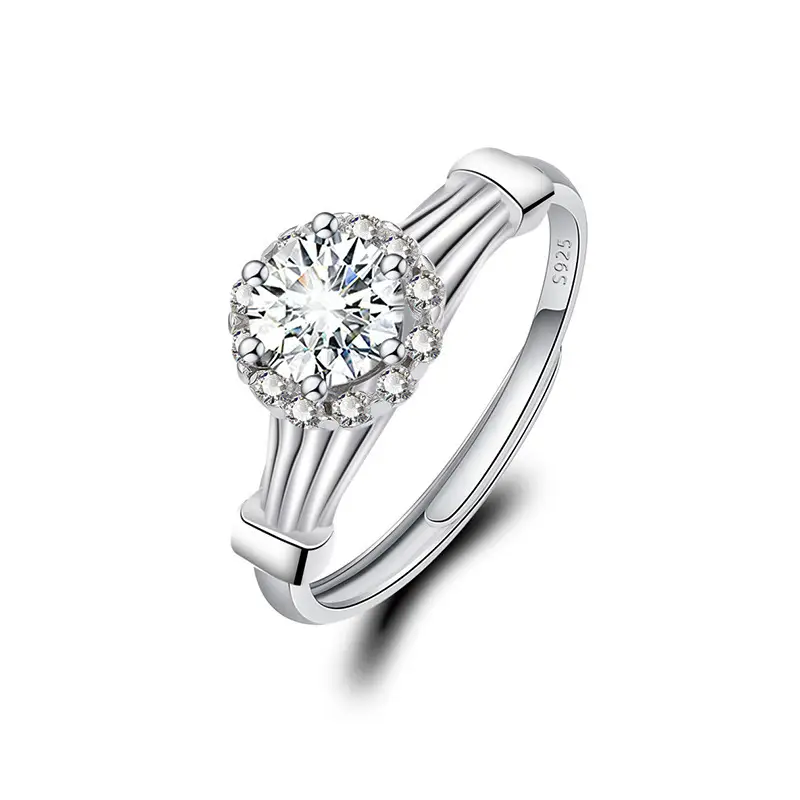 Cross-Border Hot Light Luxury Diamond Ring Women's Fashion Classic Six-Claw Ring One Carat Wedding Ring Couple Adjustable Ring Clothing accessories - Image 6