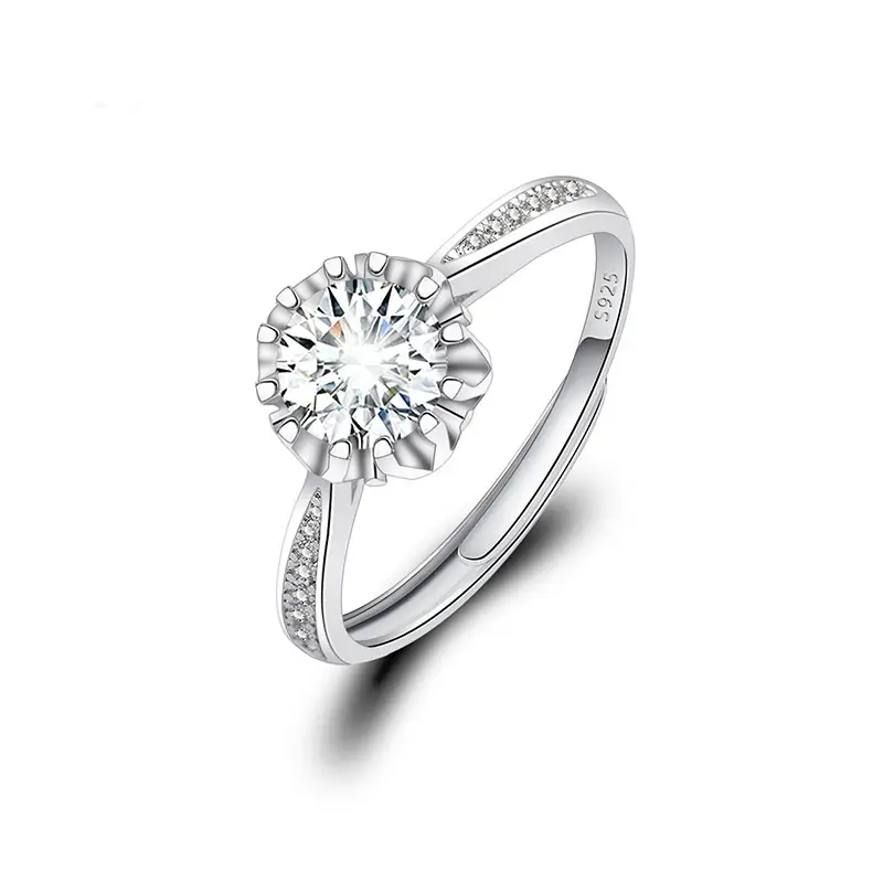 Cross-Border Hot Light Luxury Diamond Ring Women's Fashion Classic Six-Claw Ring One Carat Wedding Ring Couple Adjustable Ring Clothing accessories - Image 7