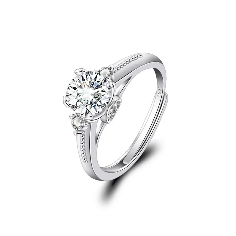 Cross-Border Hot Light Luxury Diamond Ring Women's Fashion Classic Six-Claw Ring One Carat Wedding Ring Couple Adjustable Ring Clothing accessories - Image 9