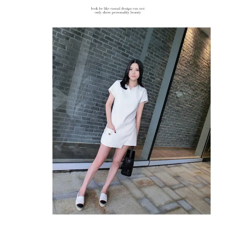 White 2-Piece Women's Summer Suit with Belted Shorts — feature 11