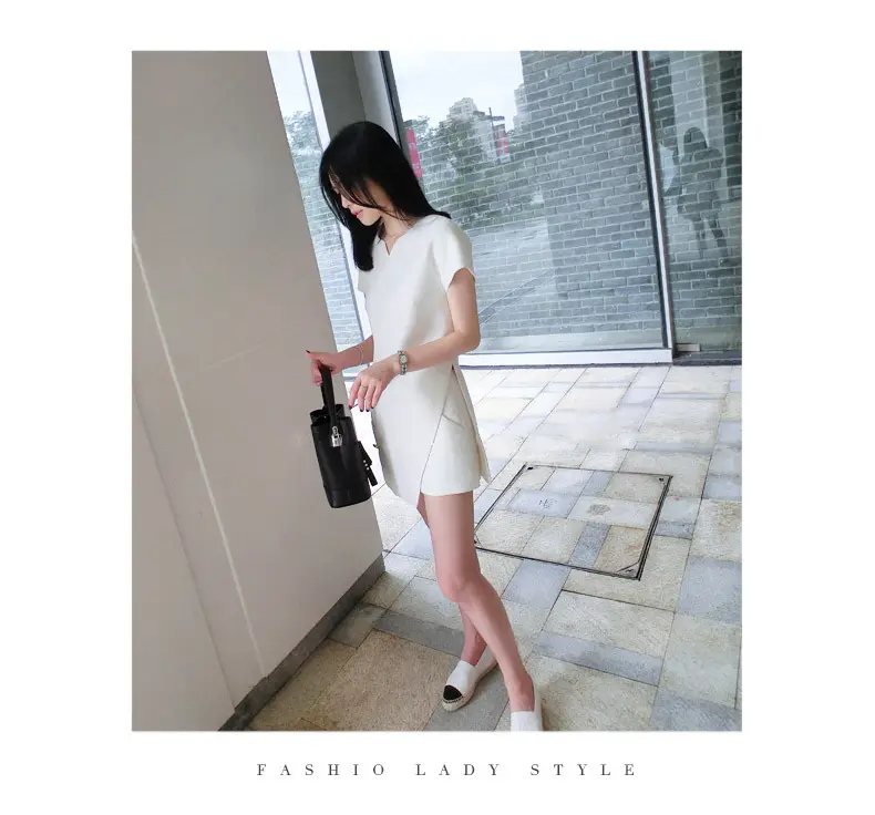 White 2-Piece Women's Summer Suit with Belted Shorts — feature 16