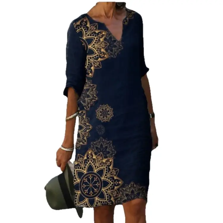 2026 V-Neck Printed Kurti Women's Casual Mid Length - Image 18