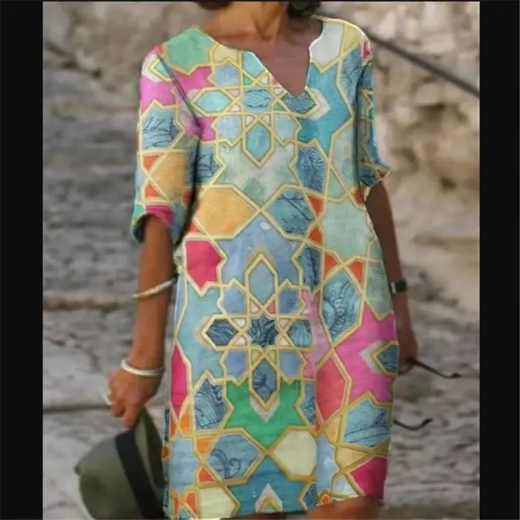 2026 V-Neck Printed Kurti Women's Casual Mid Length - Image 10