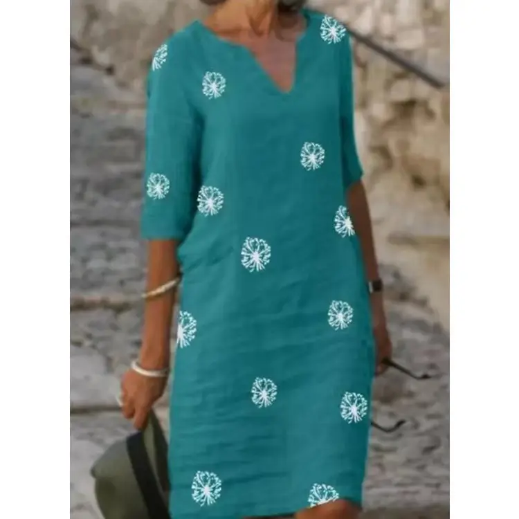 2026 V-Neck Printed Kurti Women's Casual Mid Length - Image 13