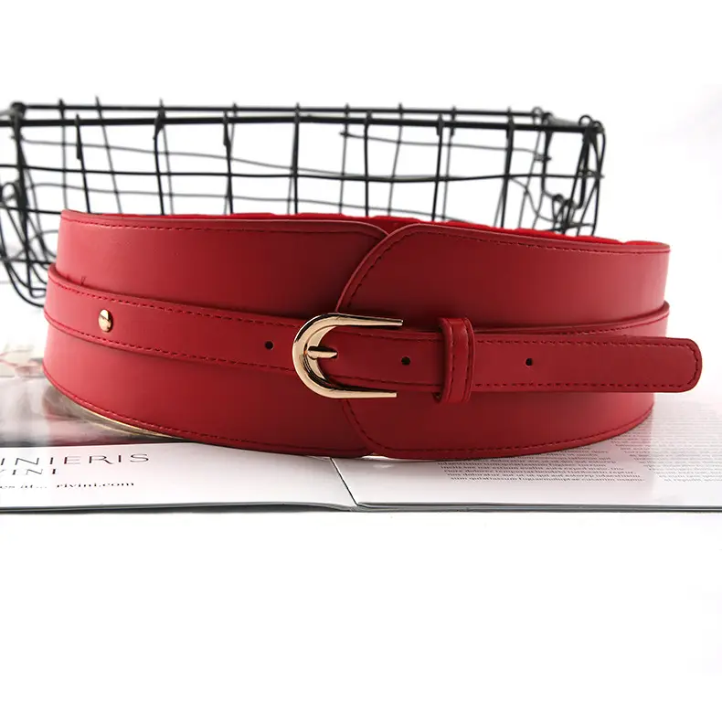 Brown Leather Belt with Gold Buckle for Women - Image 5