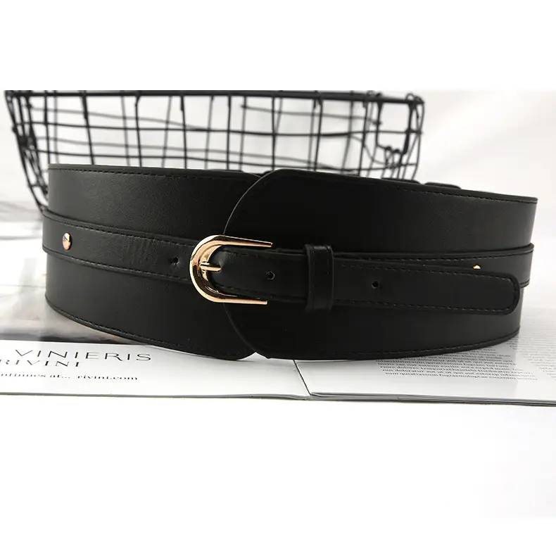 Brown Leather Belt with Gold Buckle for Women - Image 3