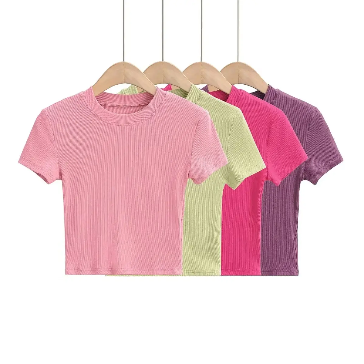 Women White Round Neck T-Shirt 2023 Summer - Image 10