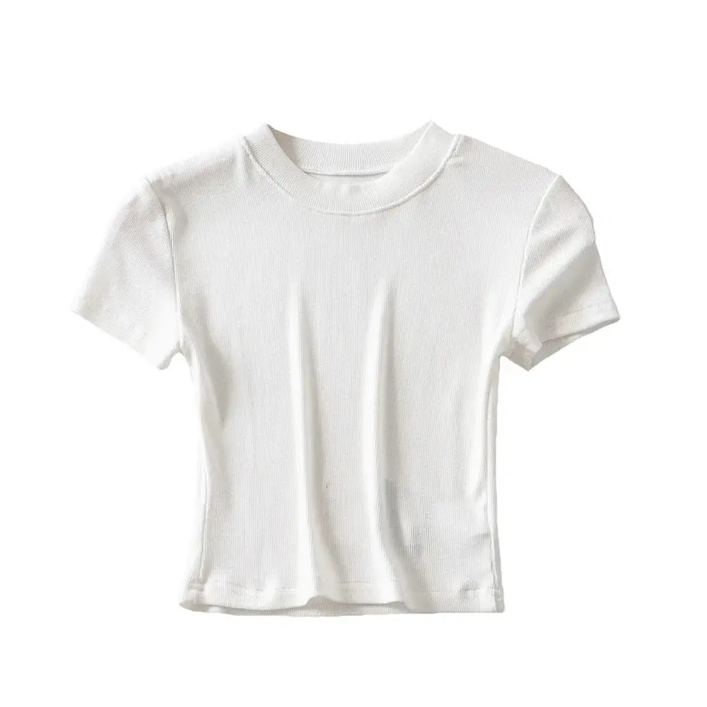 Women White Round Neck T-Shirt 2023 Summer - Image 11