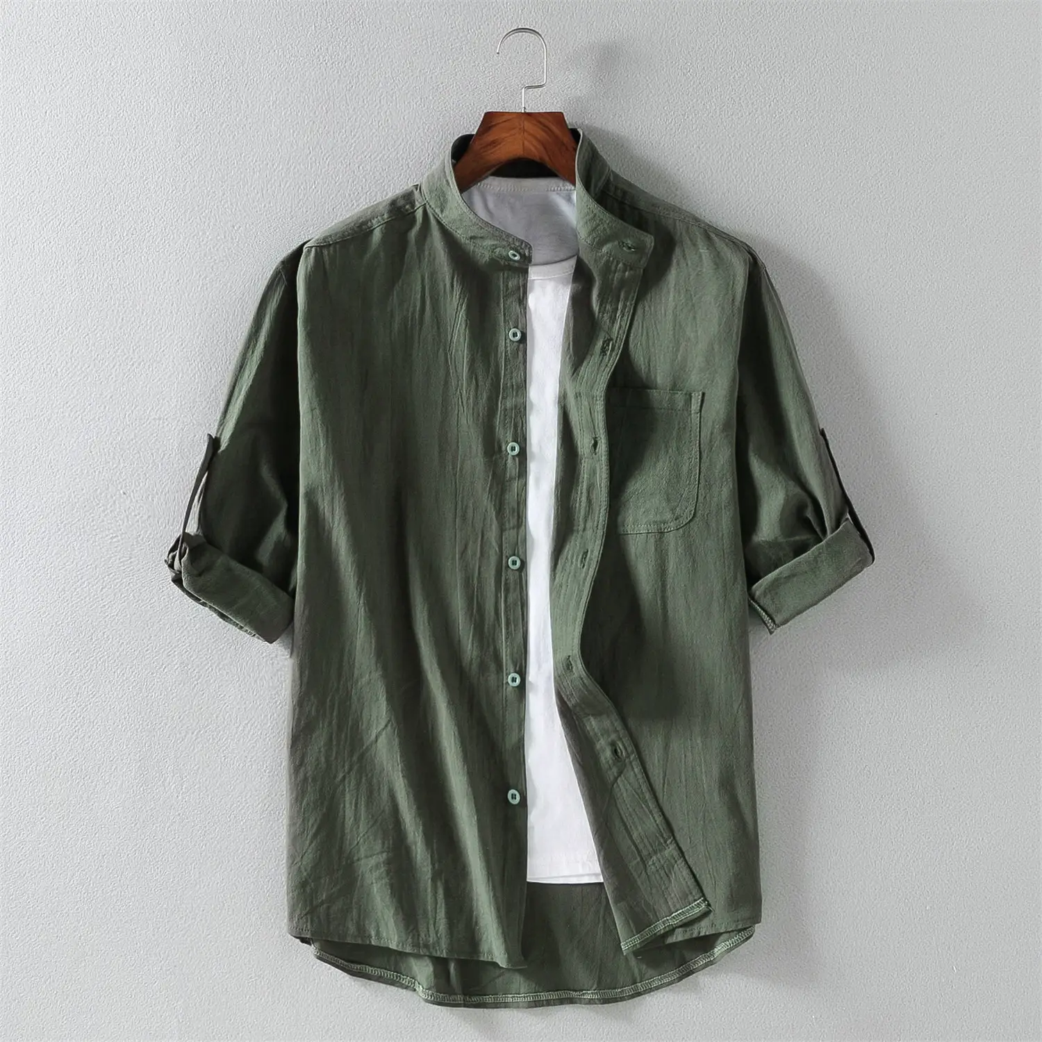 Men's Black Linen Short Sleeve Shirt - Image 8