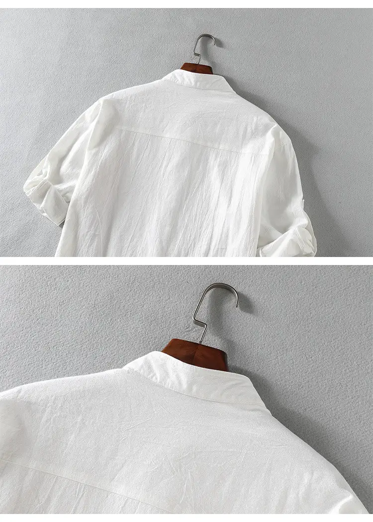 Men's Black Linen Short Sleeve Shirt — feature 11