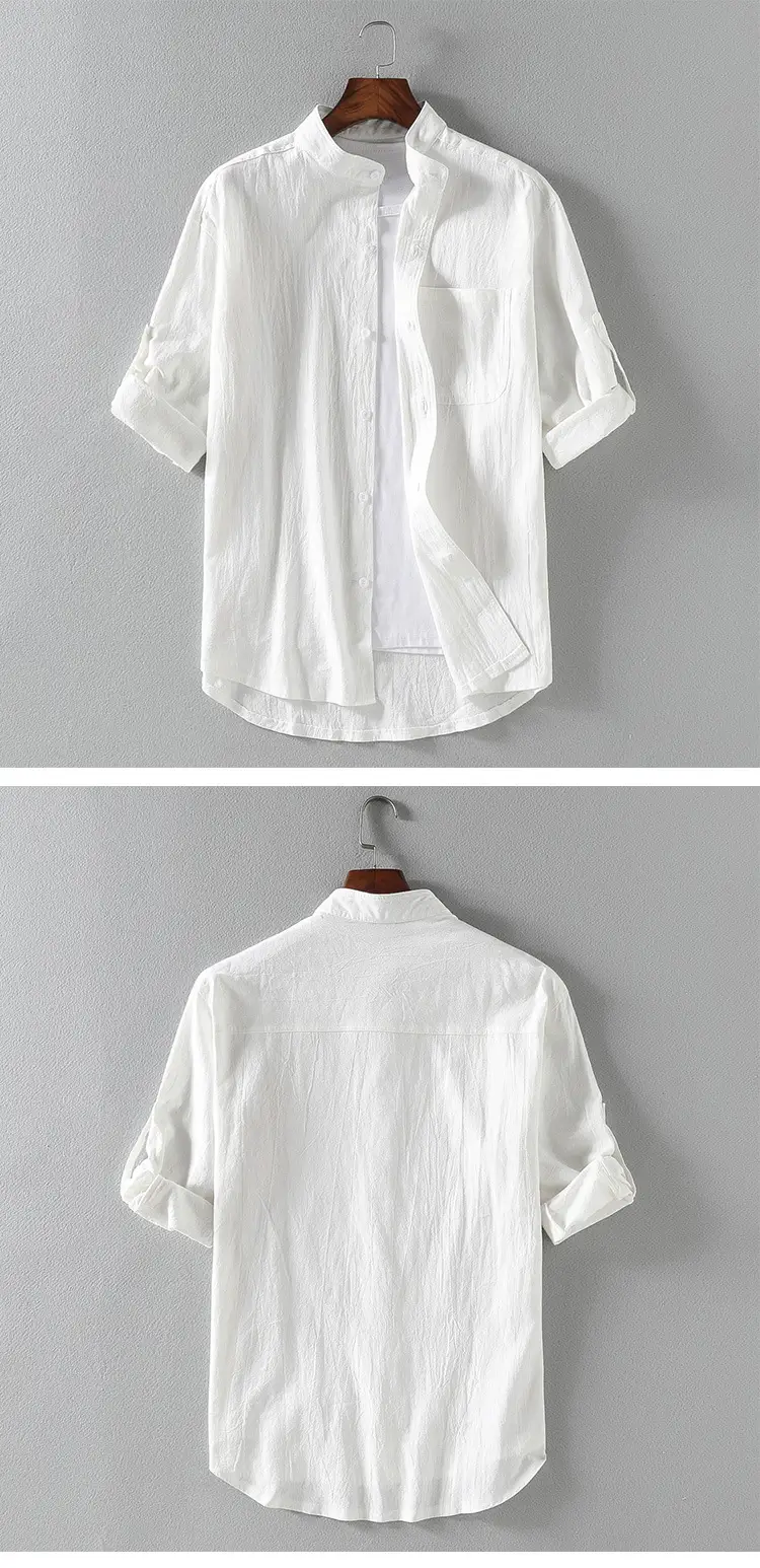 Men's Black Linen Short Sleeve Shirt — feature 4