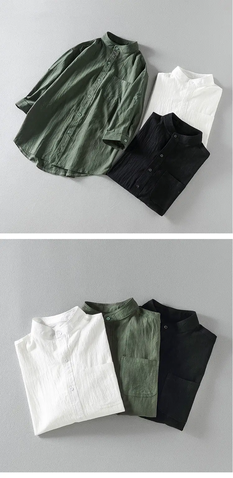 Men's Black Linen Short Sleeve Shirt — feature 6