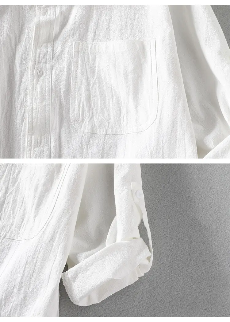 Men's Black Linen Short Sleeve Shirt — feature 8